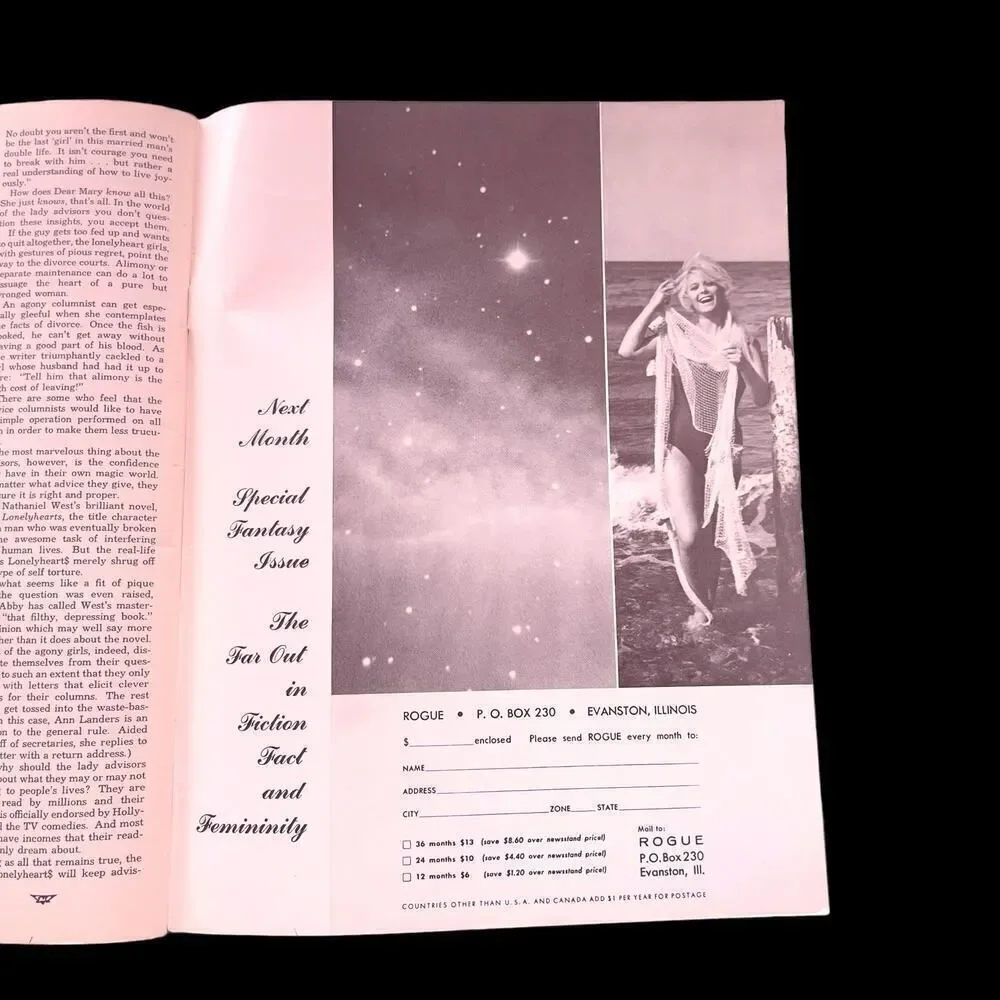 Rogue Magazine, July 1962 Second City Chicago photos, nude pinups bachelor gift